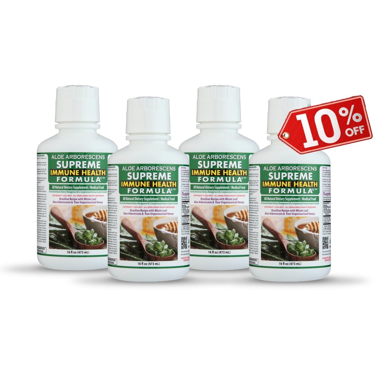 Deca Aloe Arborescens US Aloe Arborescens - Supreme Immune Health Formula - for Healthy Immune System Function - Aloe Juice + Honey (16 Ounces) (4)