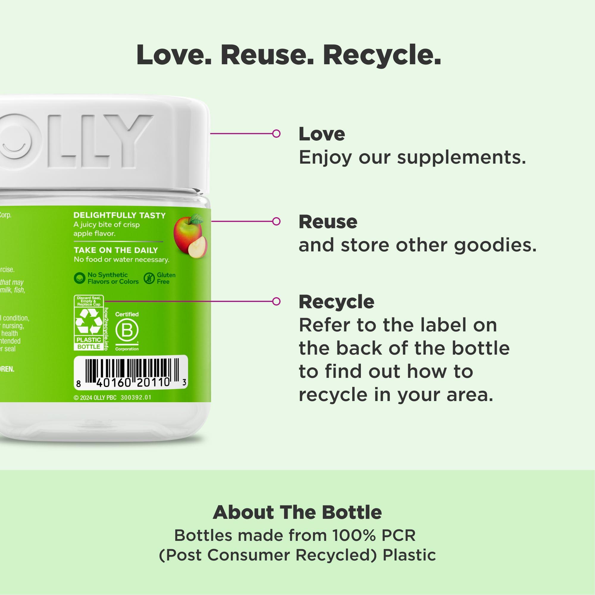 OLLY OLLY Metabolism Gummy Rings, Apple Cider Vinegar, Vitamin B12, Chromium, Energy and Digestive Health, Chewable Supplement, Apple Flavor - 30 Count