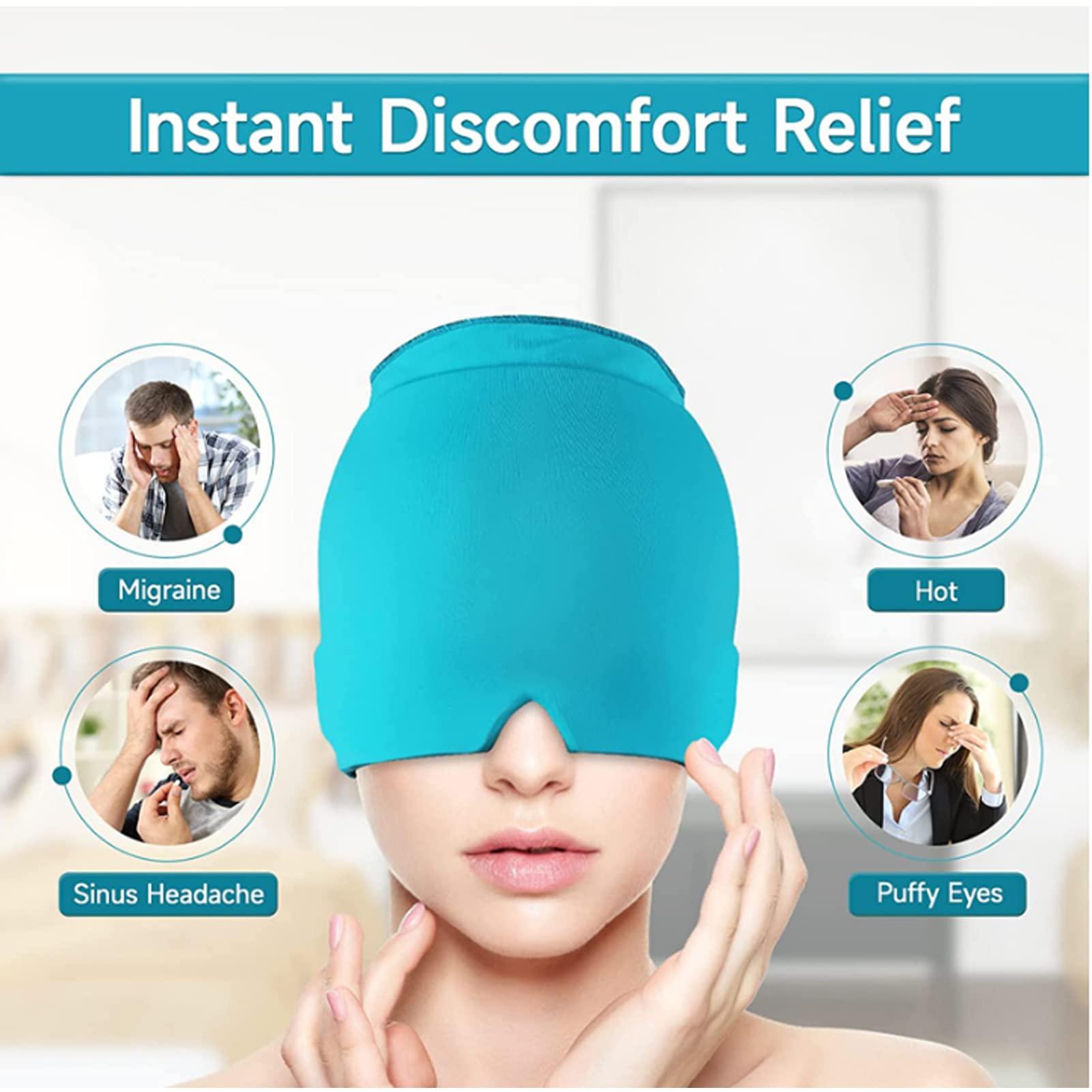 EEUK Headache Hat for Migraine Hot and Cold, Compressed Ice Head Wrap Wearable Strechable & Flexible Cold Hot Therapy for Tension Headache Relief, Puffy Eyes, Sinus & Stress Relief(Color:Purple)