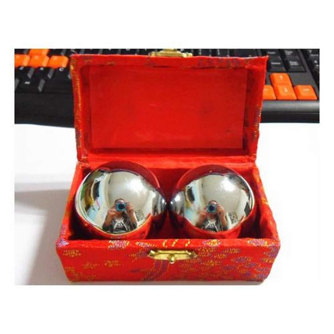 JapanBargain JapanBargain 3297, Chinese Baoding Balls Hand Therapy Exercise Stress Relief Balls, 1-5/8 inch, Chrome Color