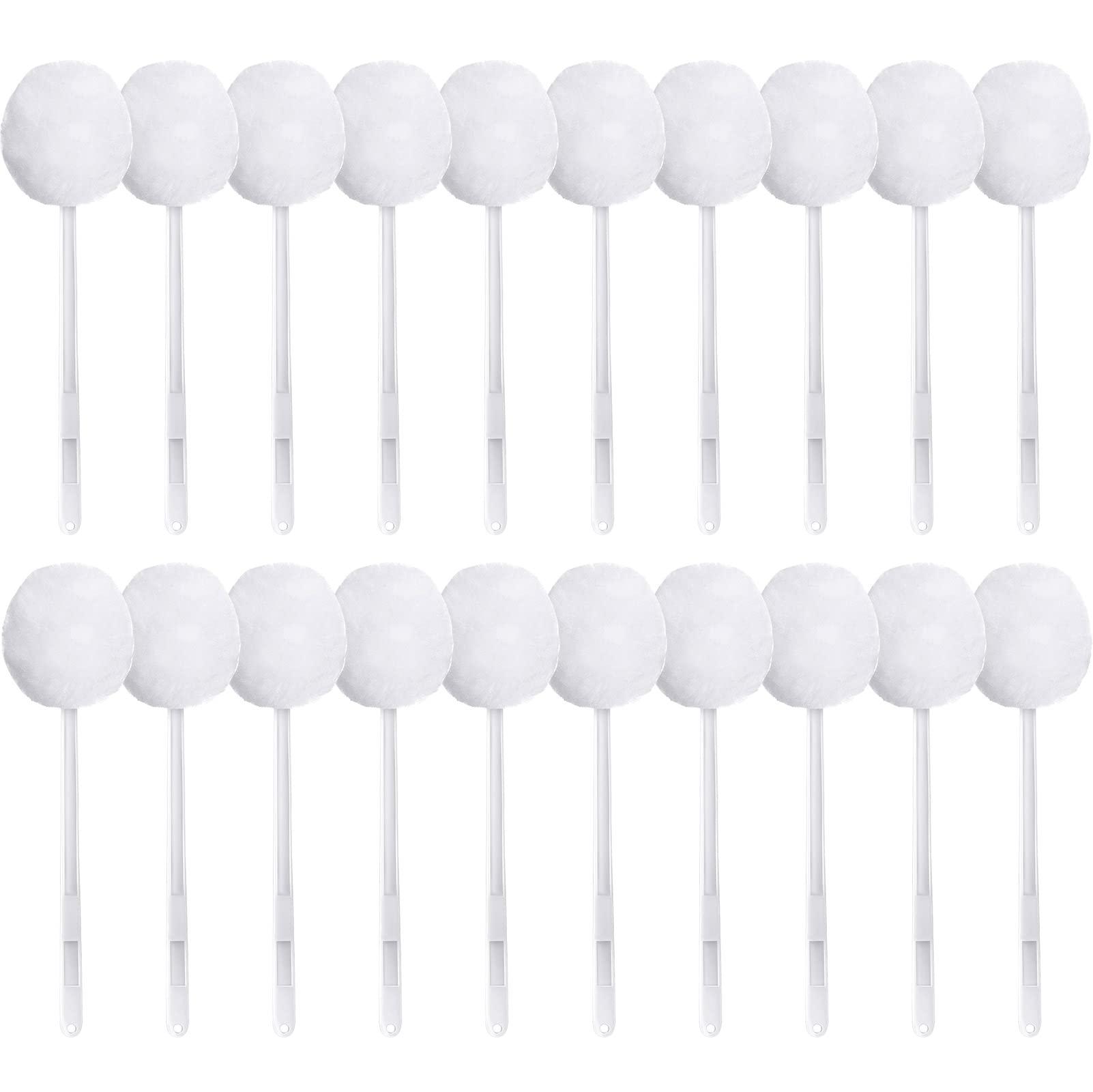 Eaasty 20 Pack Toilet Bowl Brush White Soft Swab Toilet Bowl Cleaners Disposable Toilet Brush Long Plastic Handled Toilet Bowl Mop with Silk Cotton Brush for Bathroom Toilet Bowl, 11 x 4.3 Inch