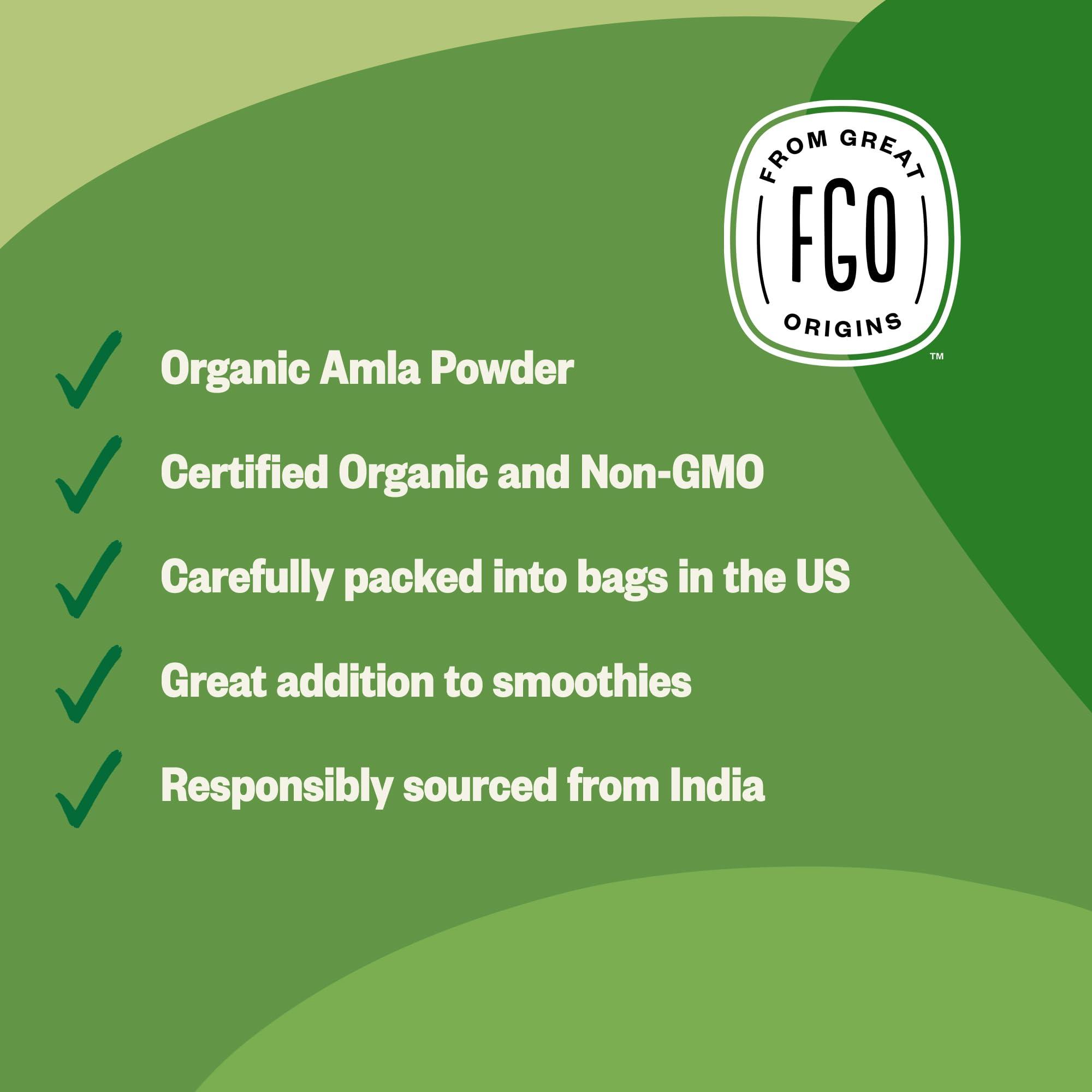 FGO FGO Organic Amla Powder, 2 Pound / 32oz, USDA Organic Indian Gooseberry (Amalaki), Non-GMO, Natural Vitamin C - 100% Raw and Natural (Pack of 1)