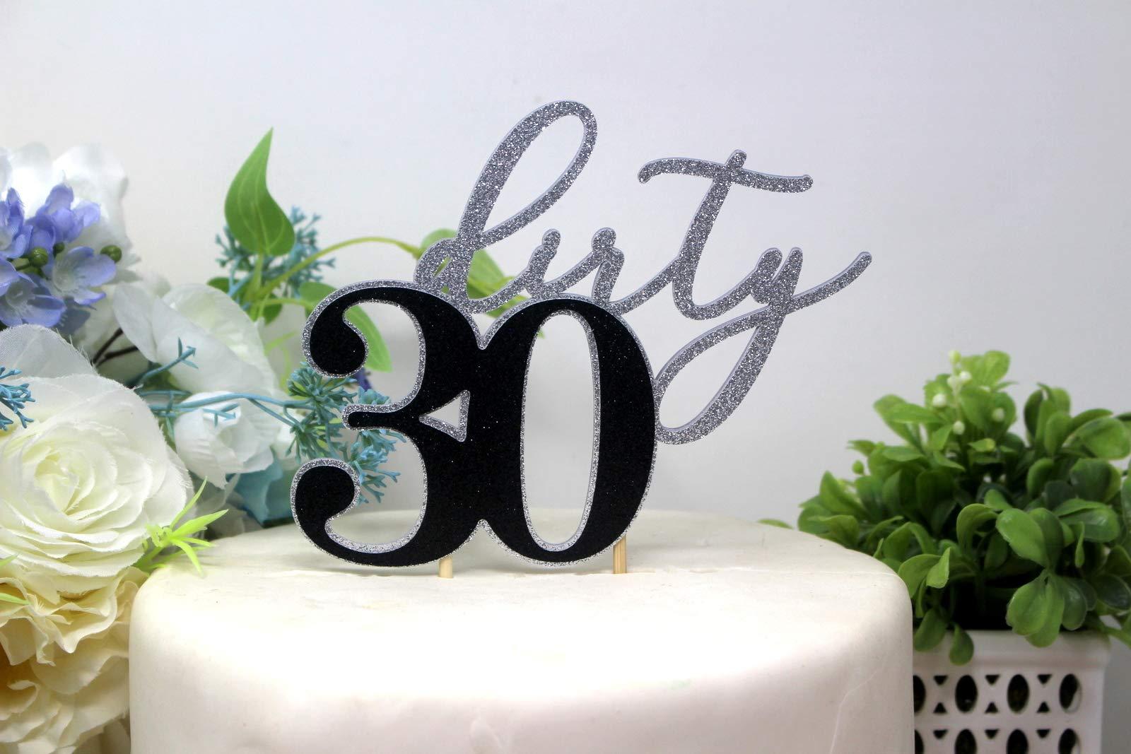 All About Details All About Details Dirty 30 Cake Topper, 1PC, 30th birthday (Silver & Black)