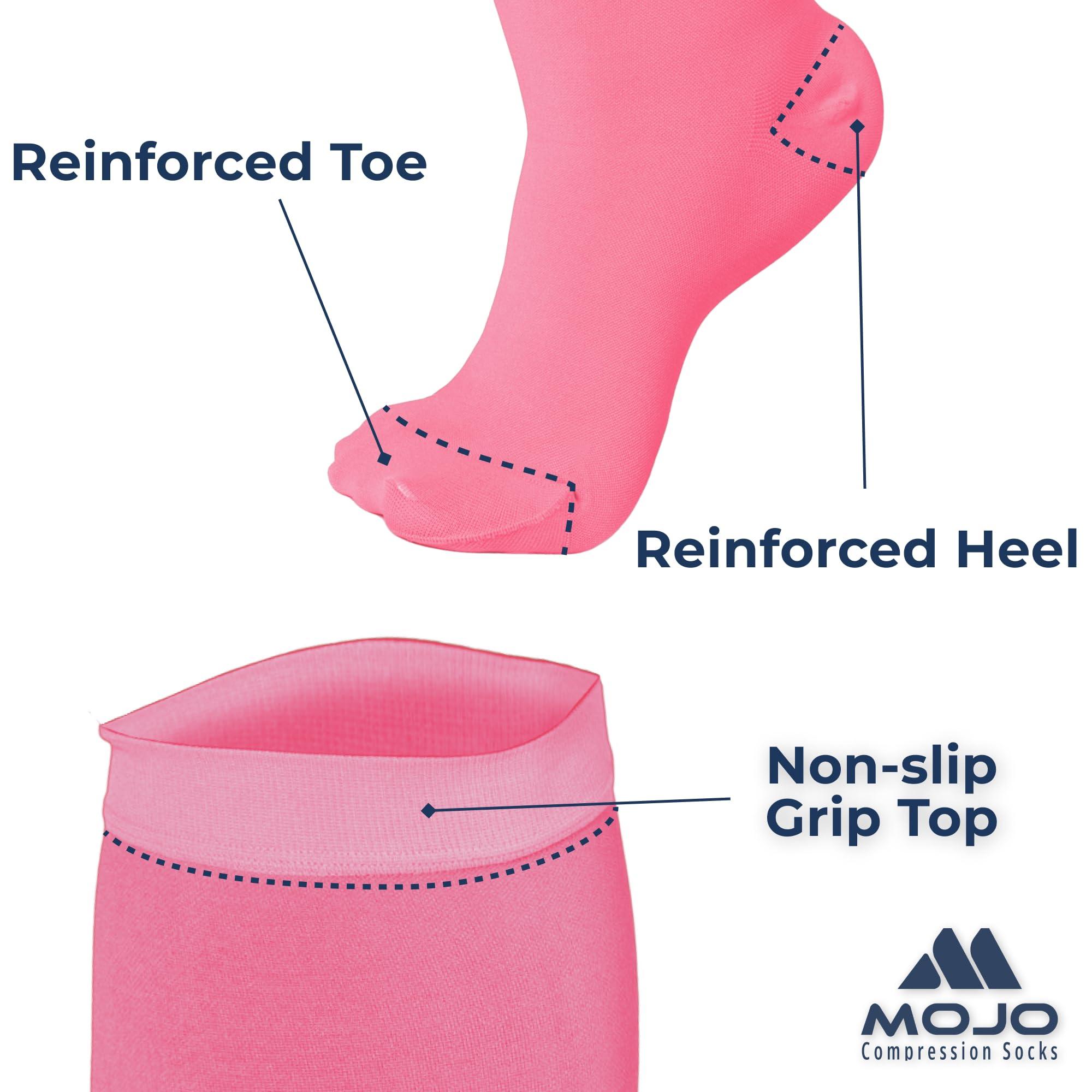 Mojo Compression Socks Compression Socks for Women and Men 20-30mmHg Knee High - Unisex Medical Compression Support Stockings for Nursing, Airplane, Travel Circulation - Pink, X-Large - AB201