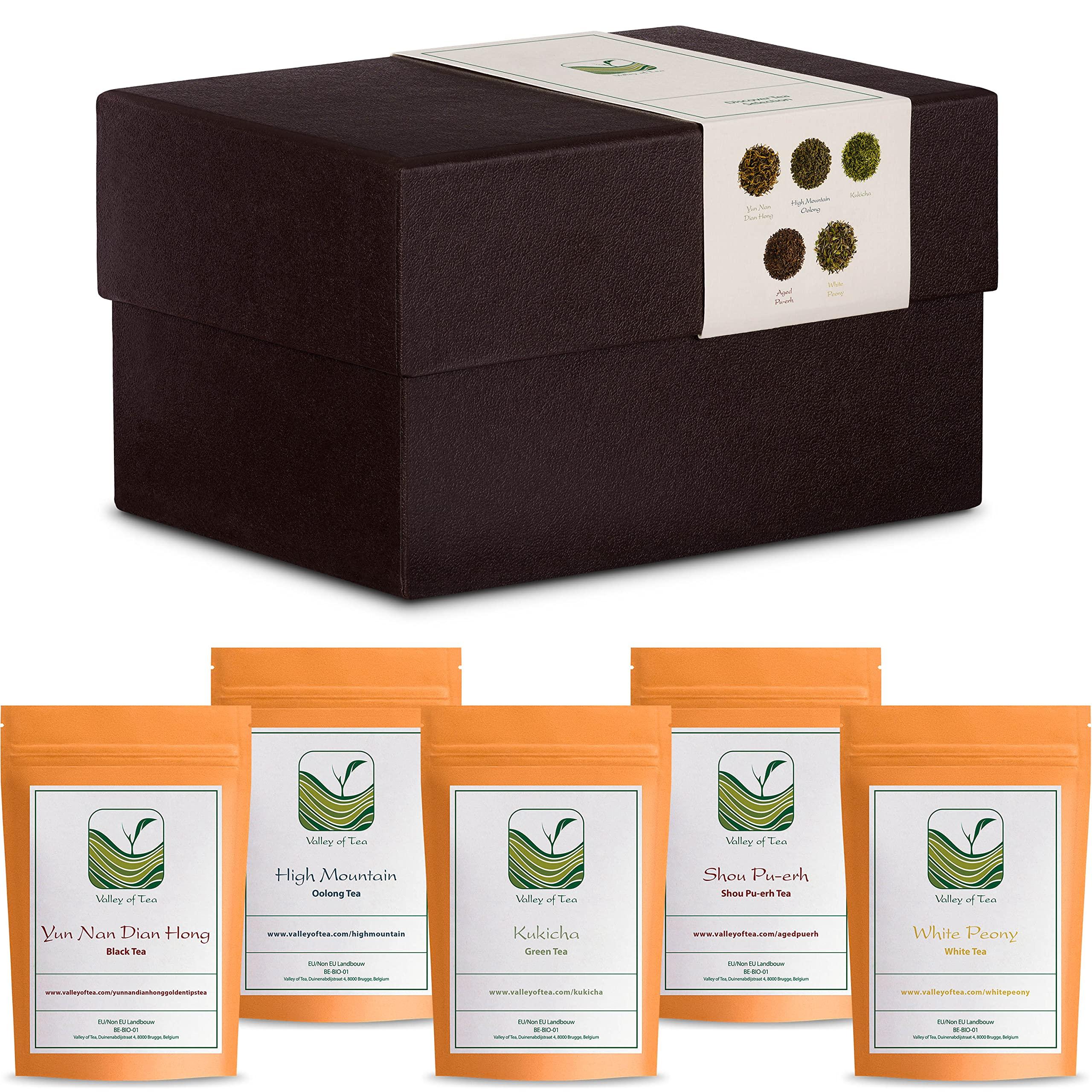 Valley of Tea Tea Lovers Gift Box Discover - Luxury Loose Leaf Tea Variety Pack - Specialty Teas Gift Basket - Luxury Gourmet Tea Assortment Samplers - Samples Loose Leaf Tea Gift Set Tea Sampler Gift Set