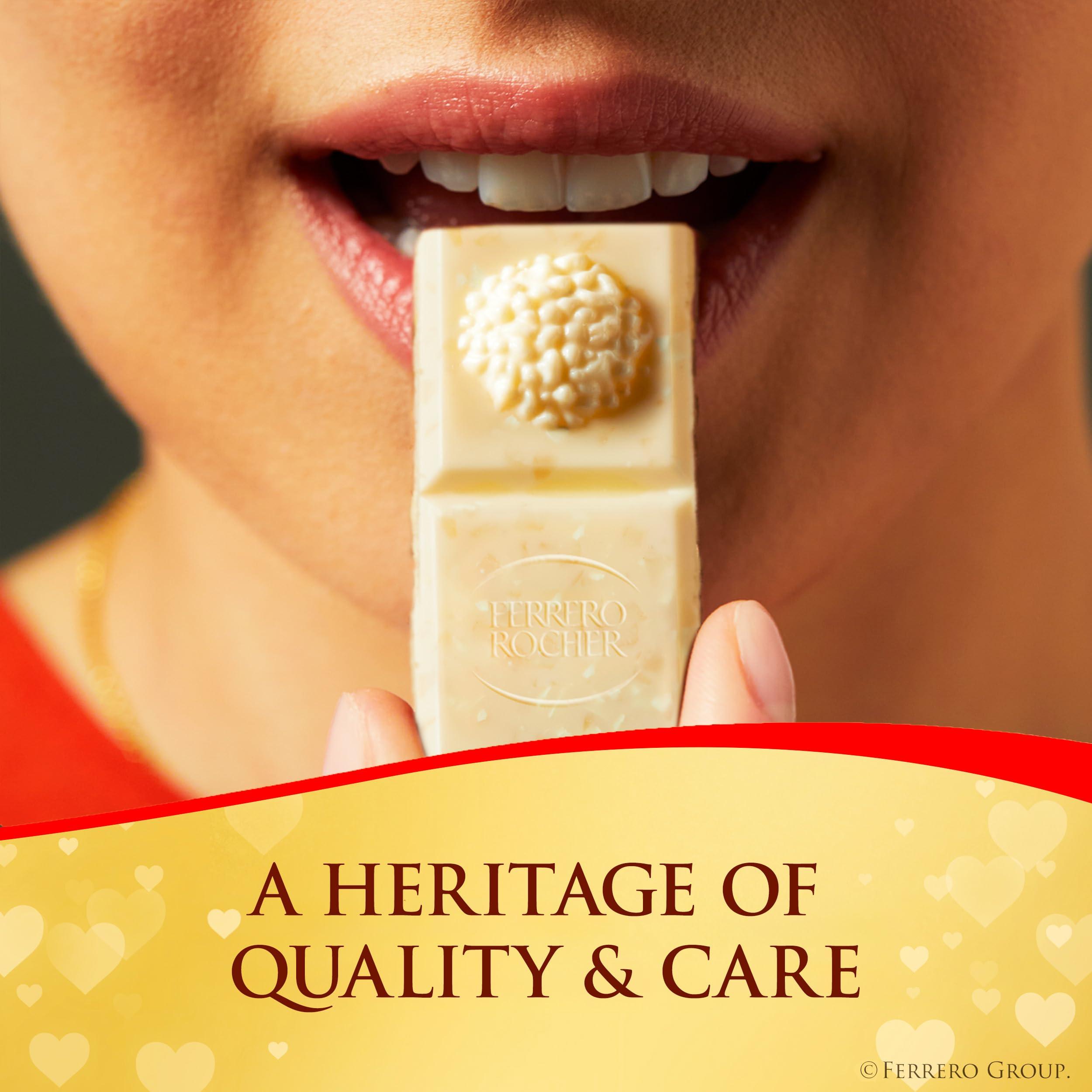 Ferrero Rocher FERRERO ROCHER White Chocolate Tablet with Hazelnut Filling, Creamy & Crunchy Texture, 3.1oz / 90g, Pack of 8 Perfect for Sharing with Family and Friends