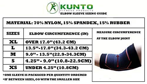 Kunto Fitness Products Kunto Fitness Elbow Brace Compression Support Sleeve for Tendonitis, Tennis Elbow, & Golf Elbow Treatment - Reduce Joint Pain During Any Activity! (Large)