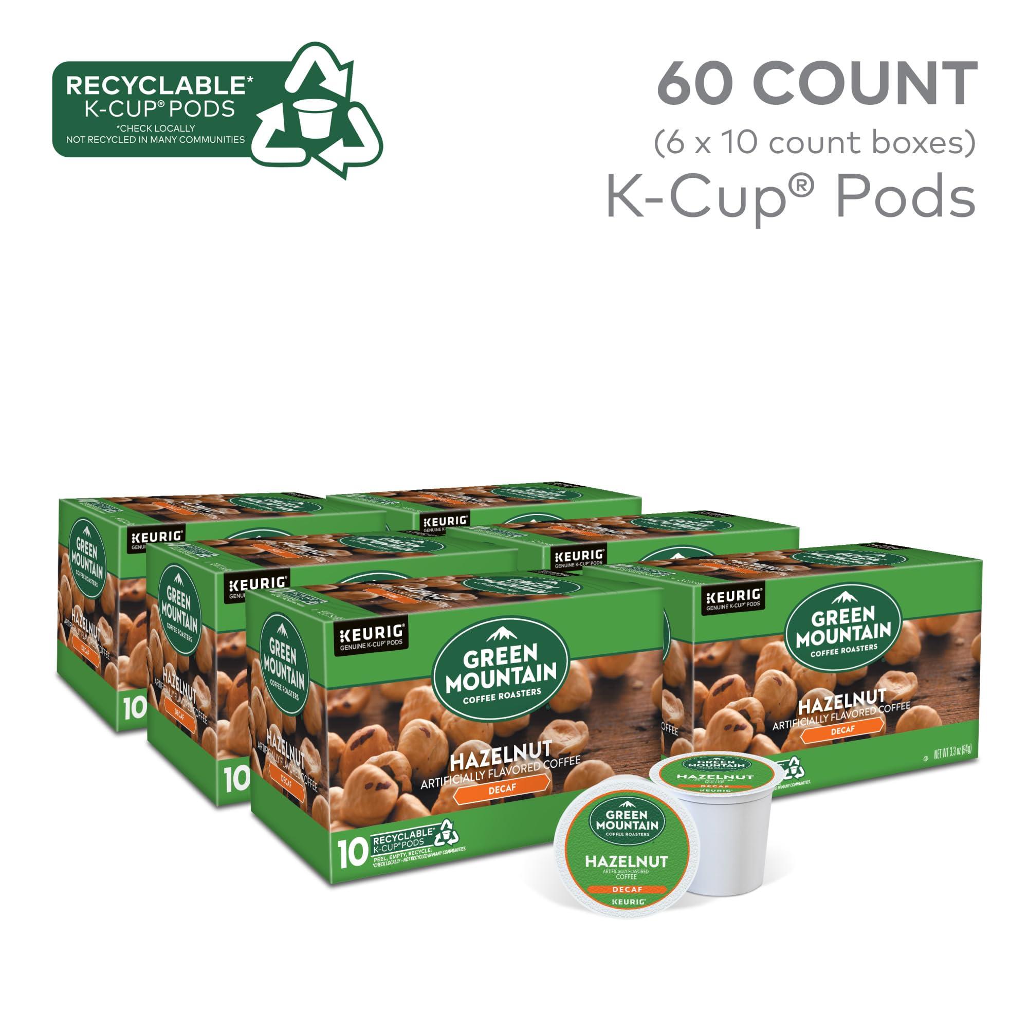 Green Mountain Coffee Roasters Green Mountain Coffee Roasters Hazelnut Decaf Keurig Single-Serve K-Cup pods, Light Roast Coffee, 60 Count (6 Packs of 10)