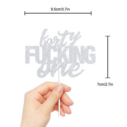 LINGBOOM Forty One Silver Glitter Cake Toppers 41 Years Old 41st Birthday Anniversary Party Decorations Supplies