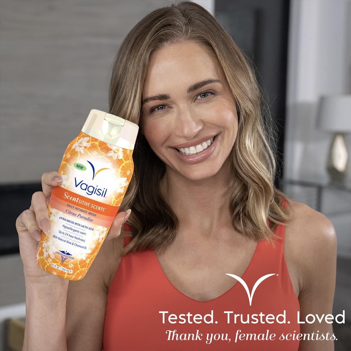 Vagisil Vagisil Feminine Wash for Intimate Area Hygiene, Scentsitive Scents, pH Balanced and Gynecologist Tested, Citrus Paradise, 12 oz (Pack of 1)