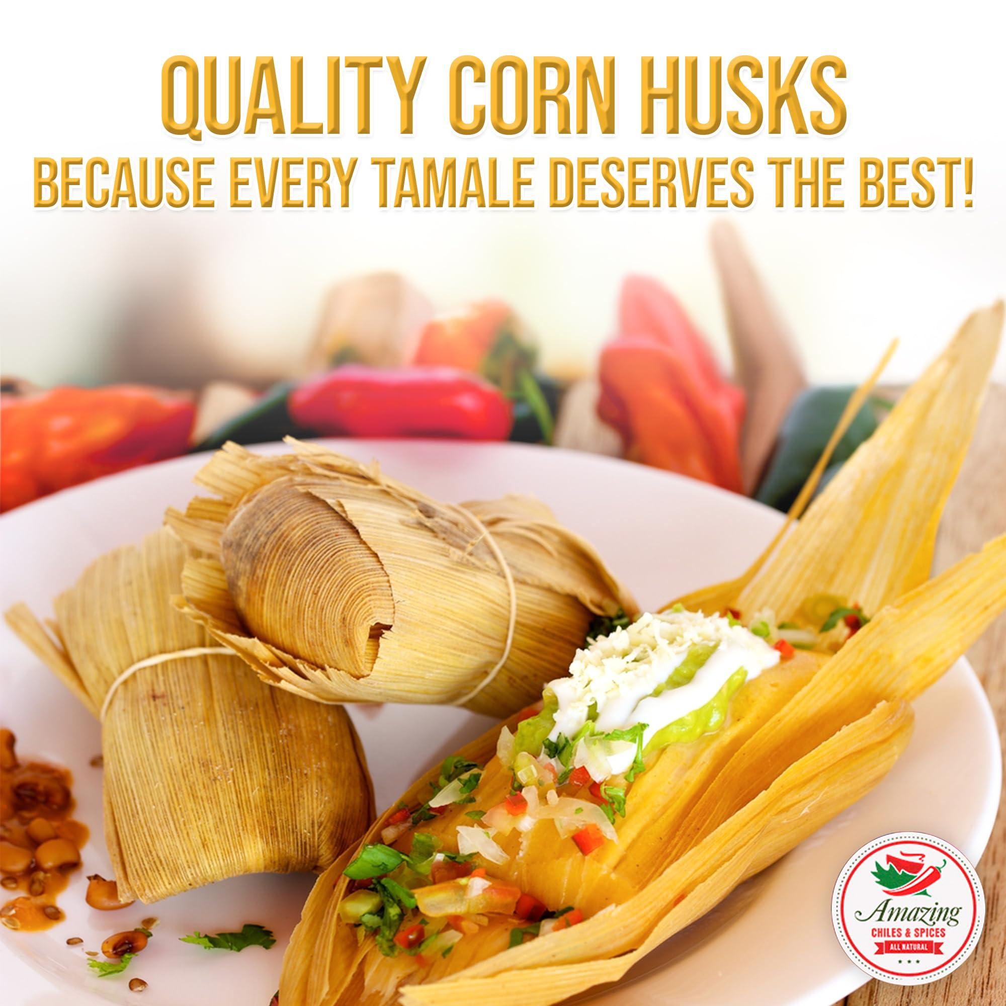 Amazing Chiles & Spices Corn Husks For Tamales 1 LB (16oz) - Natural and Premium Dried Corn Husk Tamale Wrappers | Perfect Hojas Para Tamal for Authentic, Flavorful Tamales | By Amazing Chiles and Spices