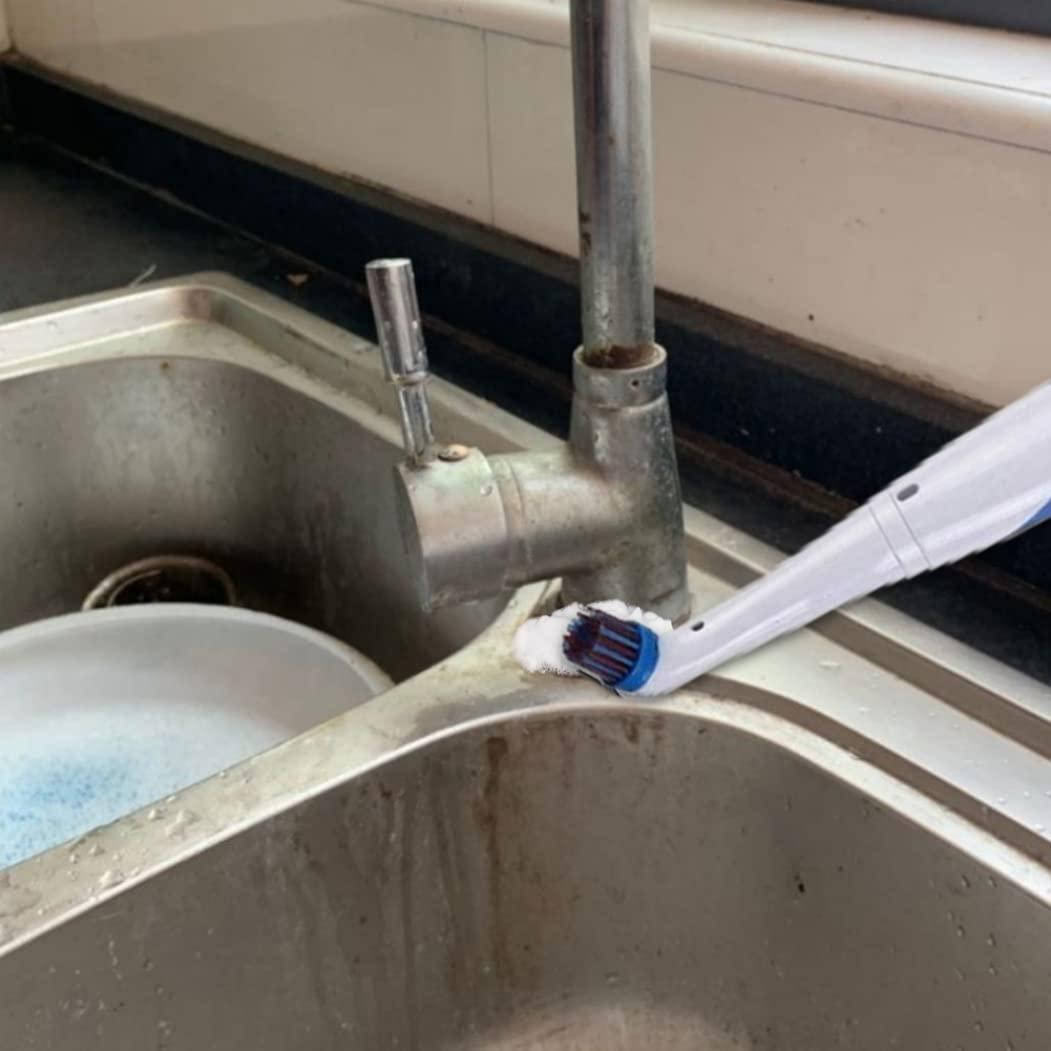 Gcroet Reveal Power Scrubber Sonic Electric Cleaning Brush with 4 Brush Heads for Tub Kitchen Blue Electric Cleaning Brush,Reveal Power Scrubber,Cleaning Power Scrubber Kit,Reveal Power Scrubber