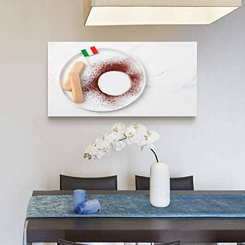 Skipvelo Skipvelo Canvas Wall Art Prints Ingredients for tiramisu dessert with savoiardi cookies cocoa powder Paintings Poster Artwork Home Decor Ready to Hang for Living Room Bedroom Dining Room 20 x 30 inch