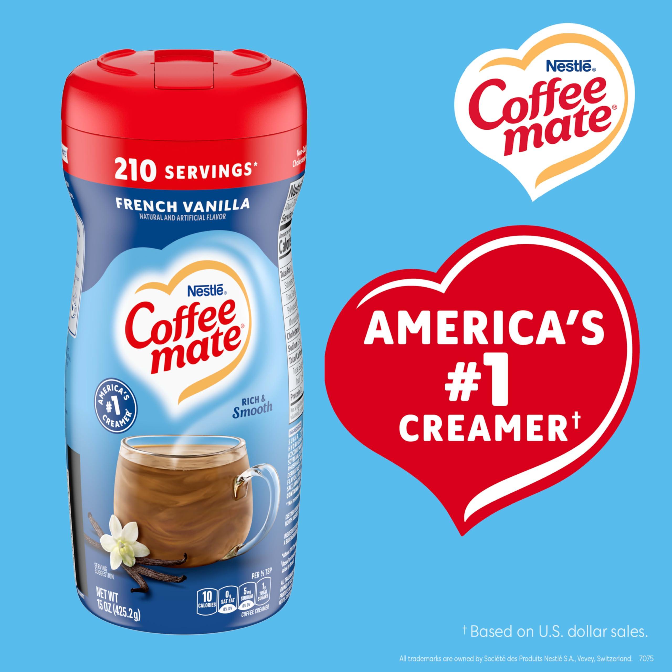 Coffee mate Nestle Coffee mate Coffee Creamer, French Vanilla, Non Dairy Powder Creamer, 15 oz Canister (Pack of 12)