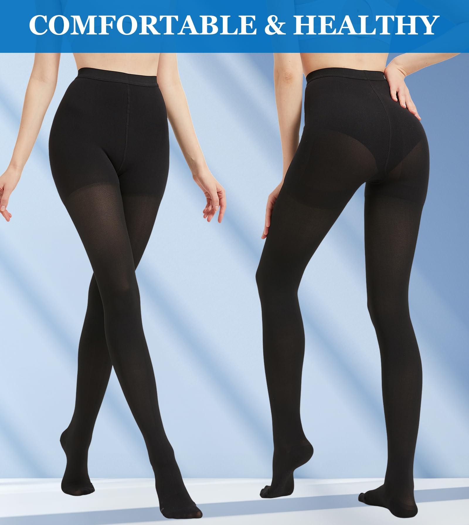 MGANG MGANG Medical Compression Pantyhose for Women & Men, Closed Toe, Opaque, Waist High Compression Circulation Leggings, 15-20 mmHg Firm Support Compression Hose for Varicose Veins, Edema, DVT, Black S