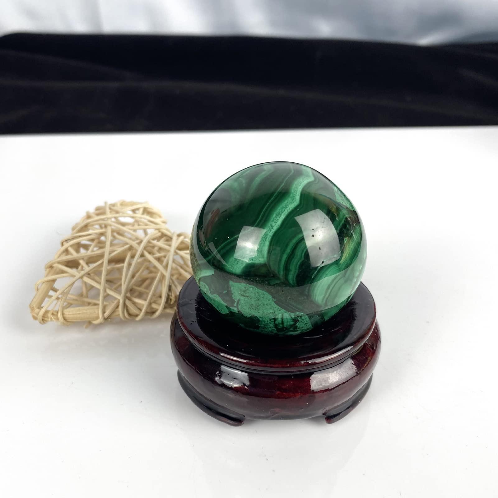 FOMNKKN Natural Malachite Ball Mineral Crystal Plus Base60-70mm