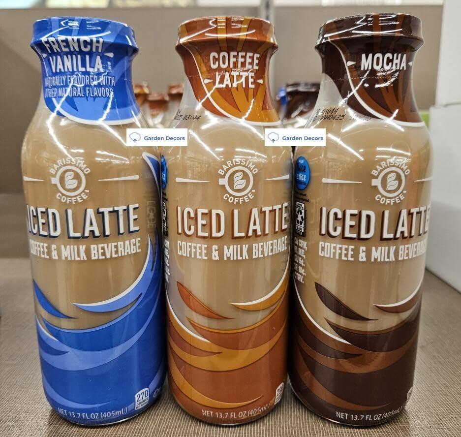Generic Generic Barissimo Iced Latte Coffee & Milk Beverage French Vanilla, Coffee Latte, Mocha 13.7fl oz 405ml (Three Bottles)