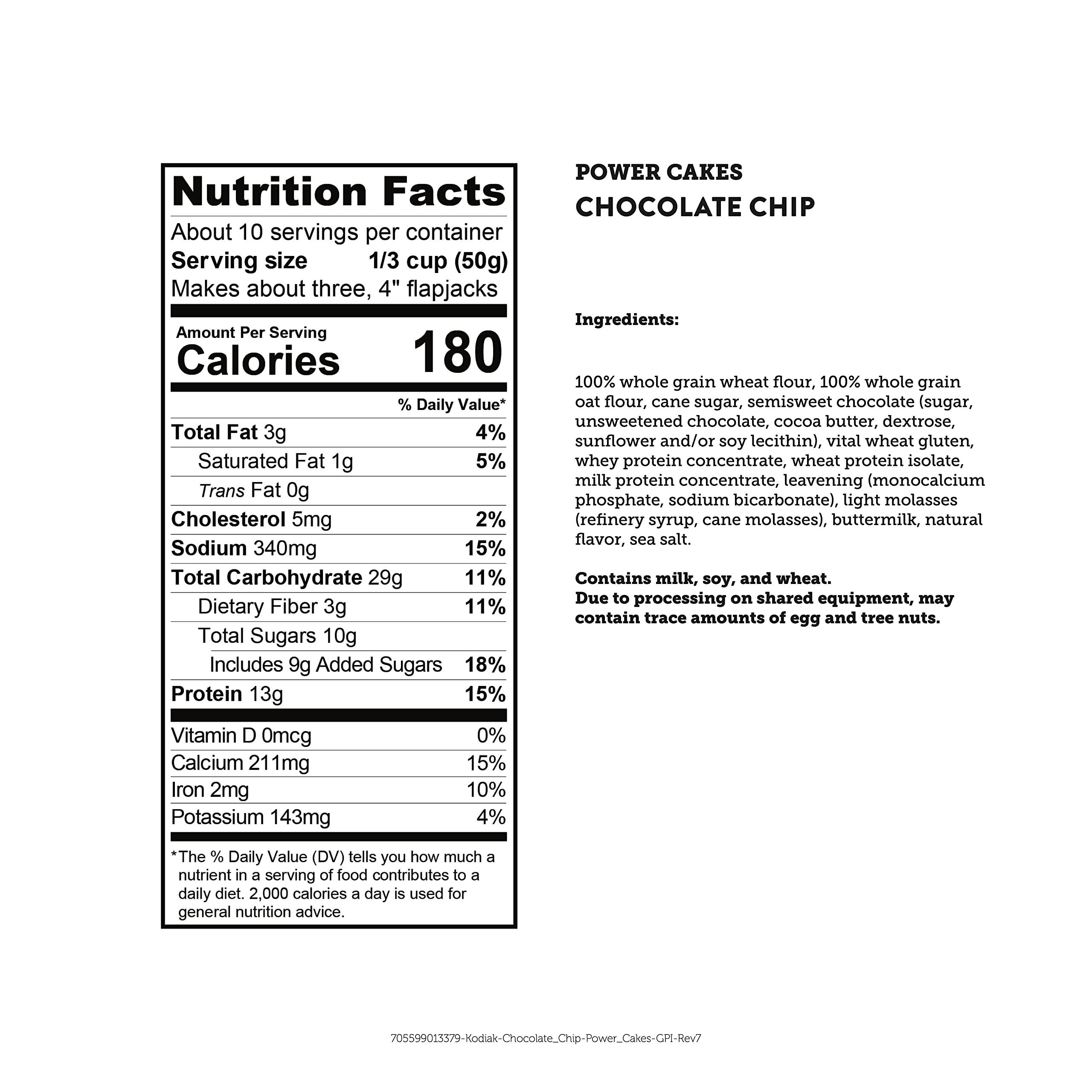 Kodiak Cakes Kodiak Cakes Power Cakes, Pancake & Waffle Mix, Chocolate Chip, High Protein,100% Whole Grains (Pack of 6)