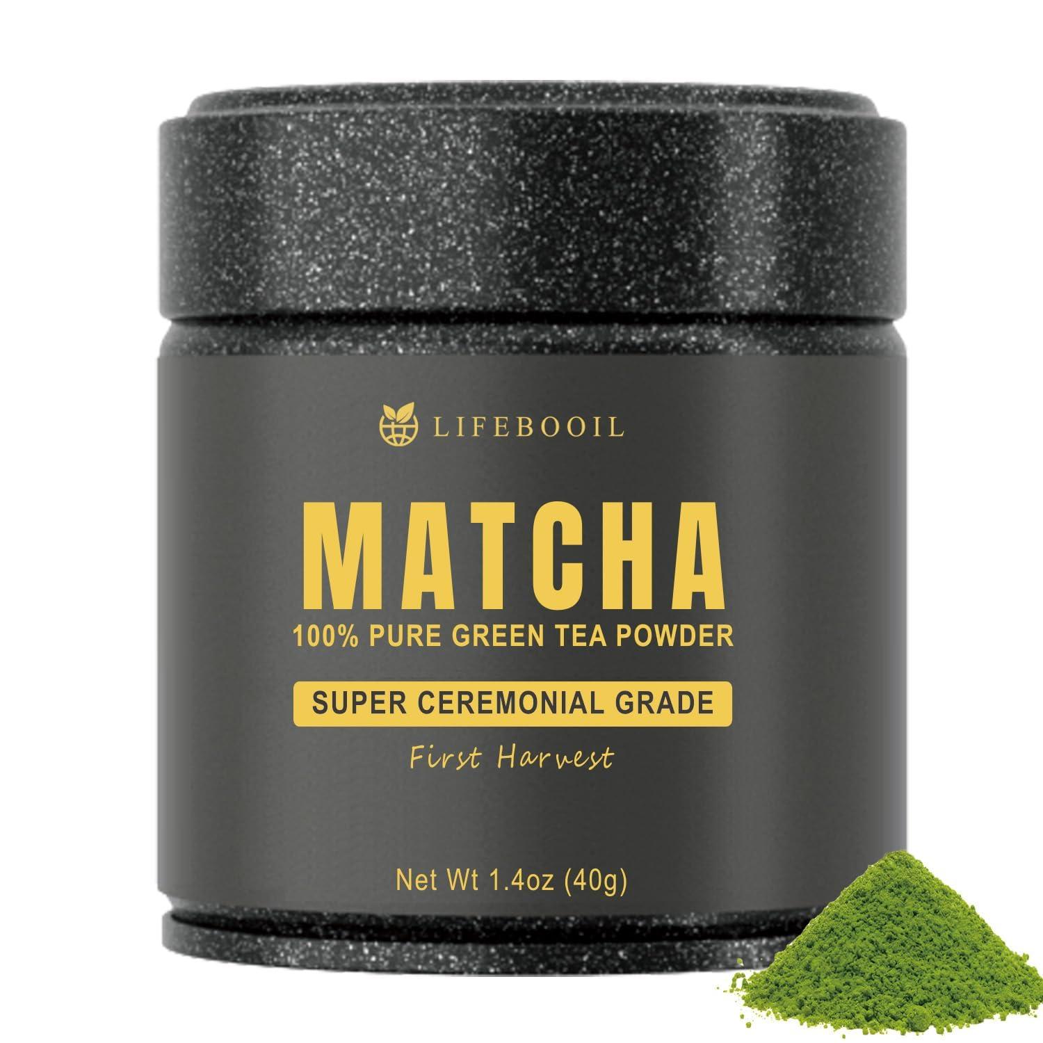 Lifebooil Matcha Powder,Premium Ceremonial Grade Matcha Powder,100% First Harvest Unsweetened Matcha Green Tea Powder,(40g/1.4oz)Tin