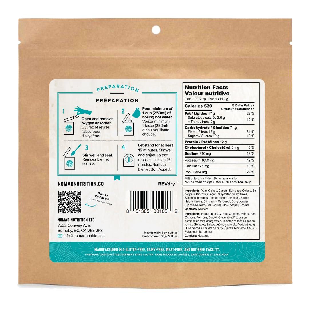 NOMAD NUTRITION Nomad Nutrition Caribbean Curry | Instant Freeze Dried Backpacking & Camping Food | Plant-Based, Non-GMO Hiking Meals with High-Energy, Vegan, Gluten-Free | 112g - 1 Pack