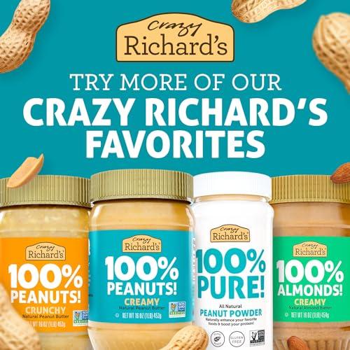 Crazy Richard's Crazy Richard\'s 100% All-Natural Vegan Creamy & Crunchy Peanuty Butter with No Added Sugar and Non-GMO Variety Pack (16 Ounce, Pack of 2)