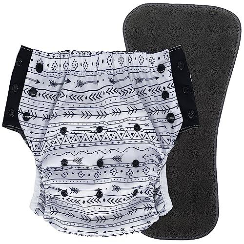 Ecoable Special Needs Big Kids\' Protective Briefs: Pull-on Cloth Diaper for Incontinence and Potty Training, Age 6-16 Years (Black Arrow, Junior 1)