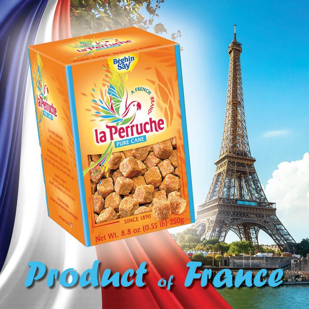 Le Perruche La Perruche Pure Cane Brown Sugar Cubes (250g/8.8oz box) | Ideal Sugar Cubes for Coffee | Pack of 4