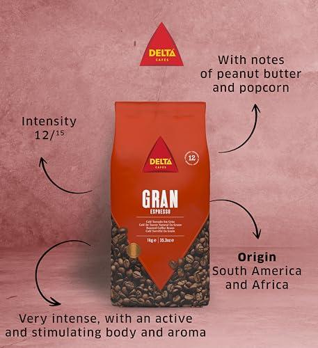 Delta Cafes Delta Cafs Gran Espresso Whole Bean Coffee, Portugal Coffee, Naturally Roasted Coffee Beans, Intense Coffee with Crema, 2.2lb
