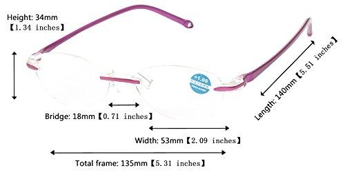 SOOLALA SOOLALA Womens Fashion Cut Edge Anti-blue Lens Rimless Reading Glasses, Purple, x2.5