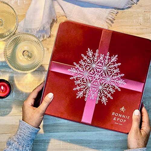 BONNIE AND POP Bonnie and Pop's Holiday Tin- with Assorted Christmas Chocolate, Nuts, Bark, Truffles – Festive, Corporate, Family, Gift Basket Idea for Men and Women