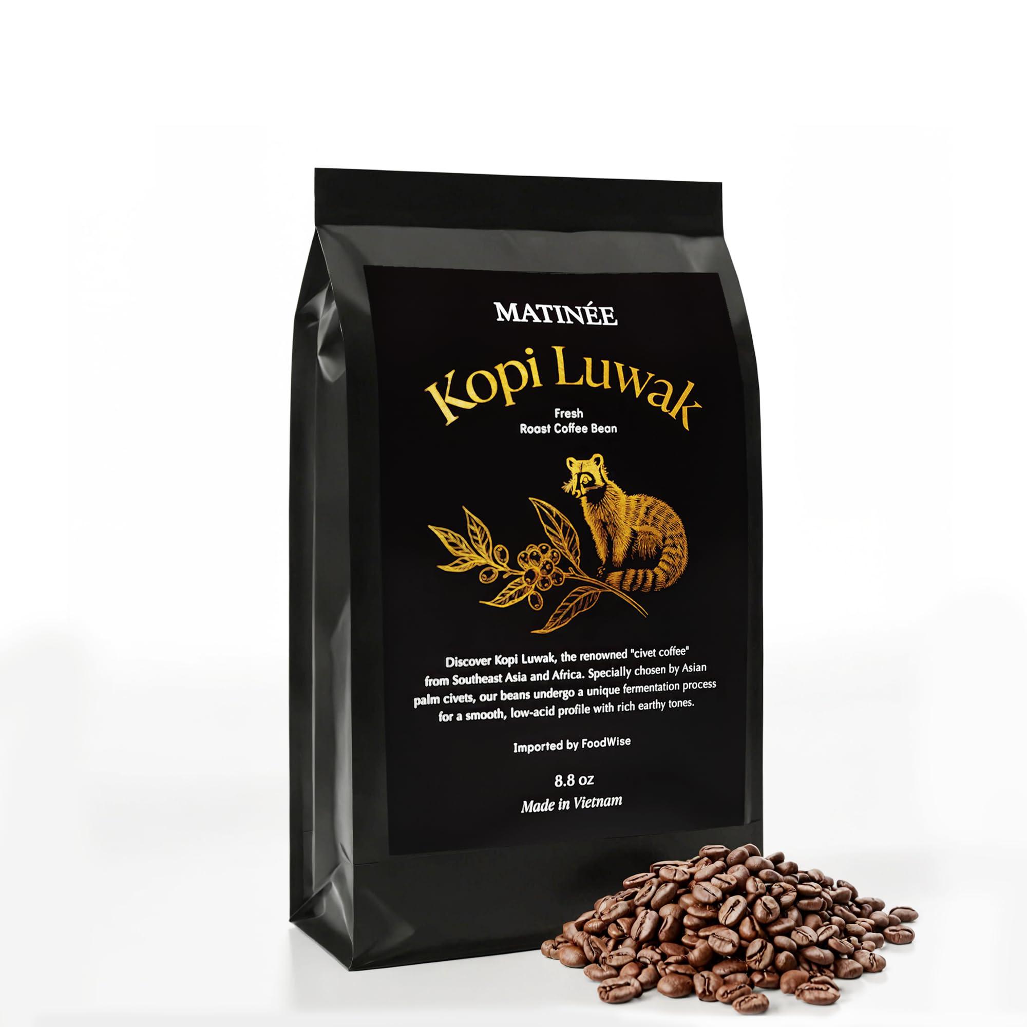 MATINE MATINE Wild Kopi Luwak Coffee Beans, Medium Roast, Whole Bean Coffee, Civet Coffee, Wild Kopi Luwak Coffee - Sustainably Sourced From Vietnam, 8.8oz / 250 Grams