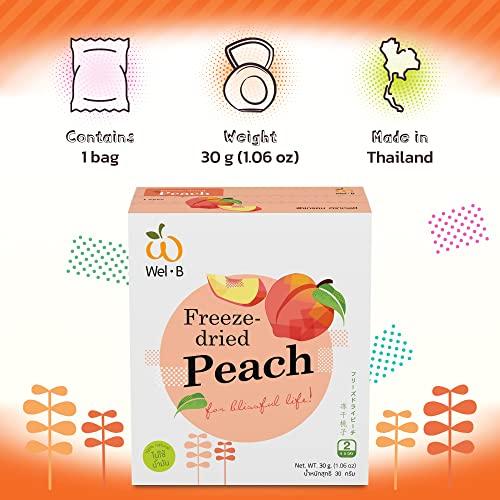 Wel-B Wel-B Freeze Dried Fruit Snacks, Fresh Peaches Freeze Dried to a Healthy, Crispy Texture While Retaining Natural Flavor and Nutrition, No Added Sugar or Preservatives (1.06oz)