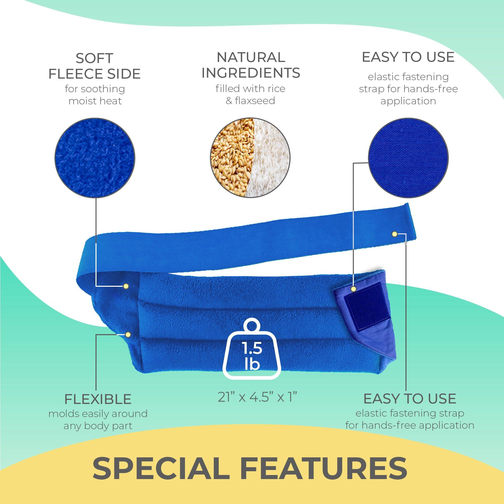 MY HEATING PAD Microwavable Heating Pads for Lower Back and Menstrual Cramps - Moist Microwave Heating Pads for Muscles and Joints - Natural Microwave Hot Packs Heat Pads for Lower Back Pain - 2 Packs Blue