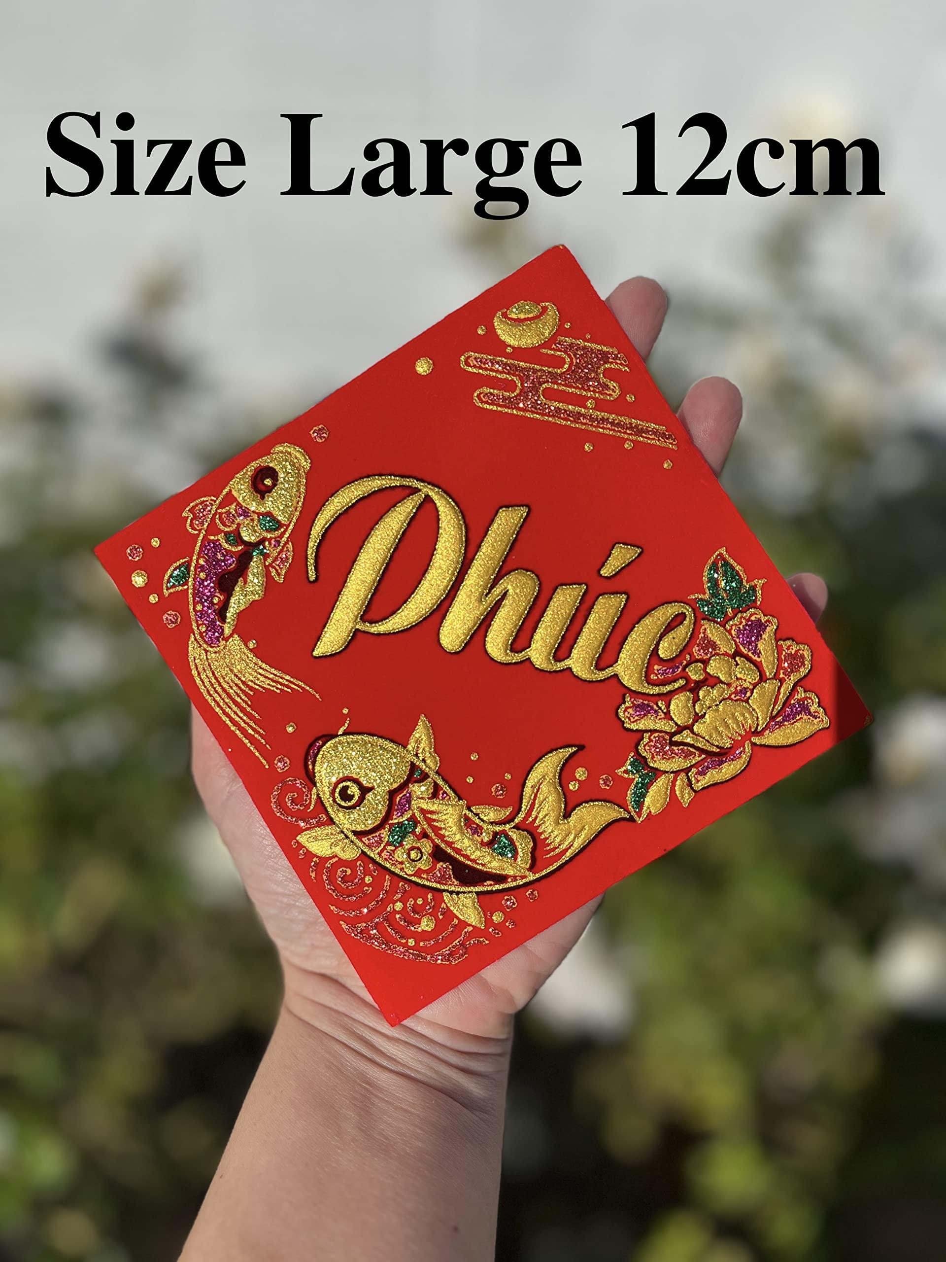 VN Red Velvet Stickers for TET Decoration - Watermelon, Grapefruit, Rice Cakes, Banh Chung & Banh TET