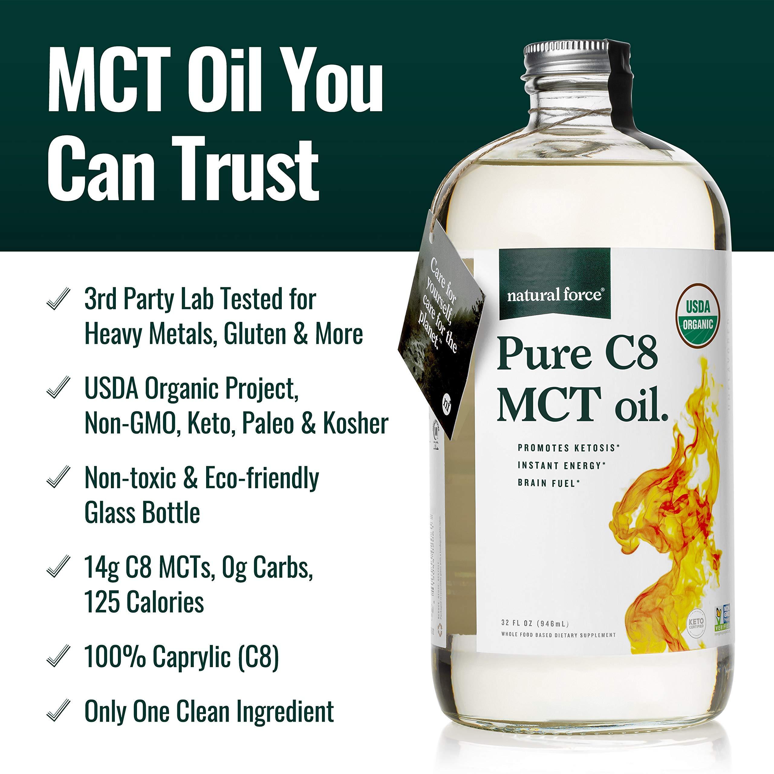 Natural Force Natural Force Clean Decaf Coffee + Organic Pure C8 MCT Oil Bundle 100% C8 MCTs & Mold & Mycotoxin Free Coffee Non-GMO, Keto, Paleo, and Vegan - 12 Oz and 32 Oz