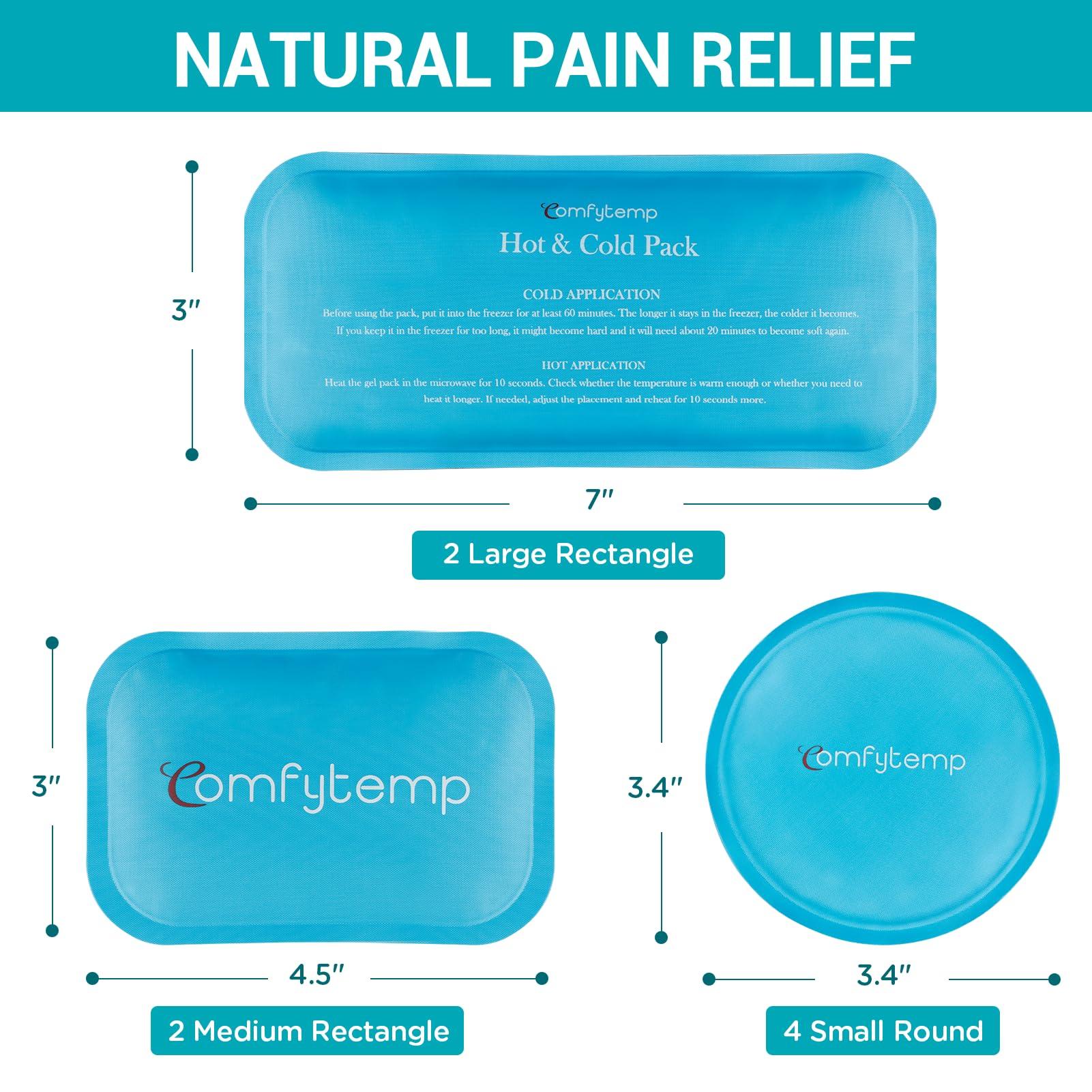 AlierGo Comfytemp Gel Ice Packs for Injuries Reusable 8 Pack, FSA HSA Approved, Hot and Cold Compress for Pain Relief, Small Ice Packs for Headaches, Wisdom Teeth,Breastfeeding, First Aid, for Kids Adults