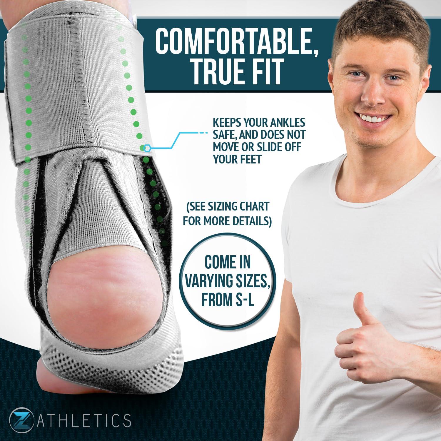 Z ATHLETICS Z ATHLETICS Zenith Ankle Brace, Lace Up Adjustable Support for Running, Basketball, Injury Recovery, Sprain! Ankle Support for Men, Women, and Children (Grey, Small)