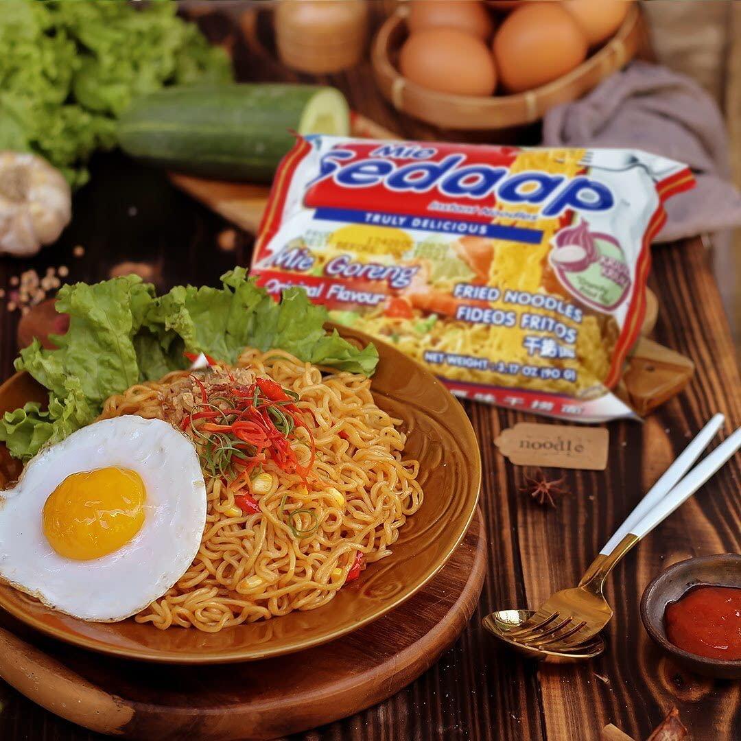 Mi Sedaap Wingsfood Sedaap Mi Sedaap Mi Goreng Halal Instant Noodles (Pack of 30 3.19 Ounce) Mi Sedaap Noodles Authentic Southeast Asian Flavor, Indonesian Ramen Noodles Fried Noodles