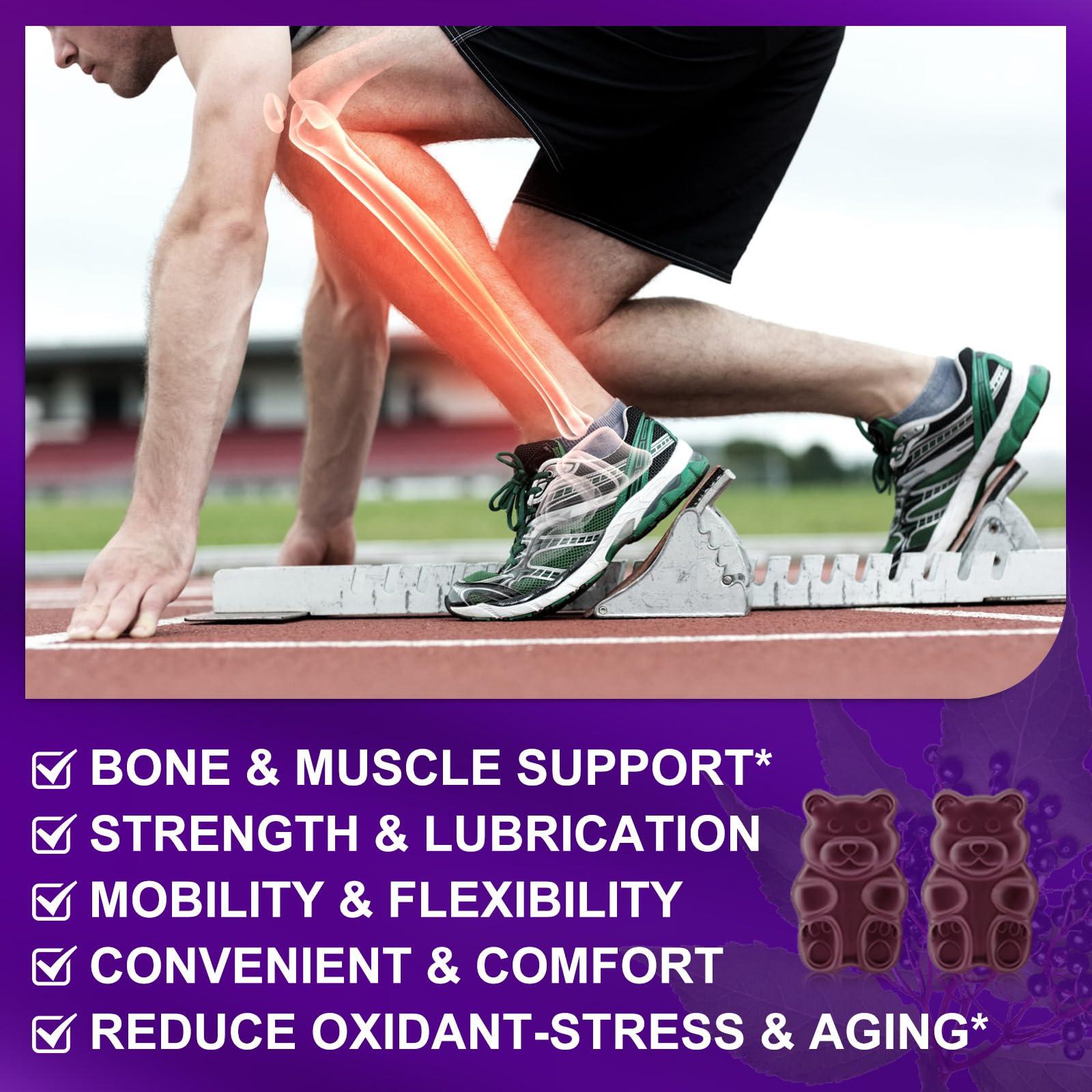 GONGOTA Glucosamine Chondroitin Gummies - 2- Pack, Extra Strength 1500mg Glucosamine with MSM & Elderberry, Joint Support Supplement, Best Cartilage & Immune Support Supplement for Men and Women - 120 count