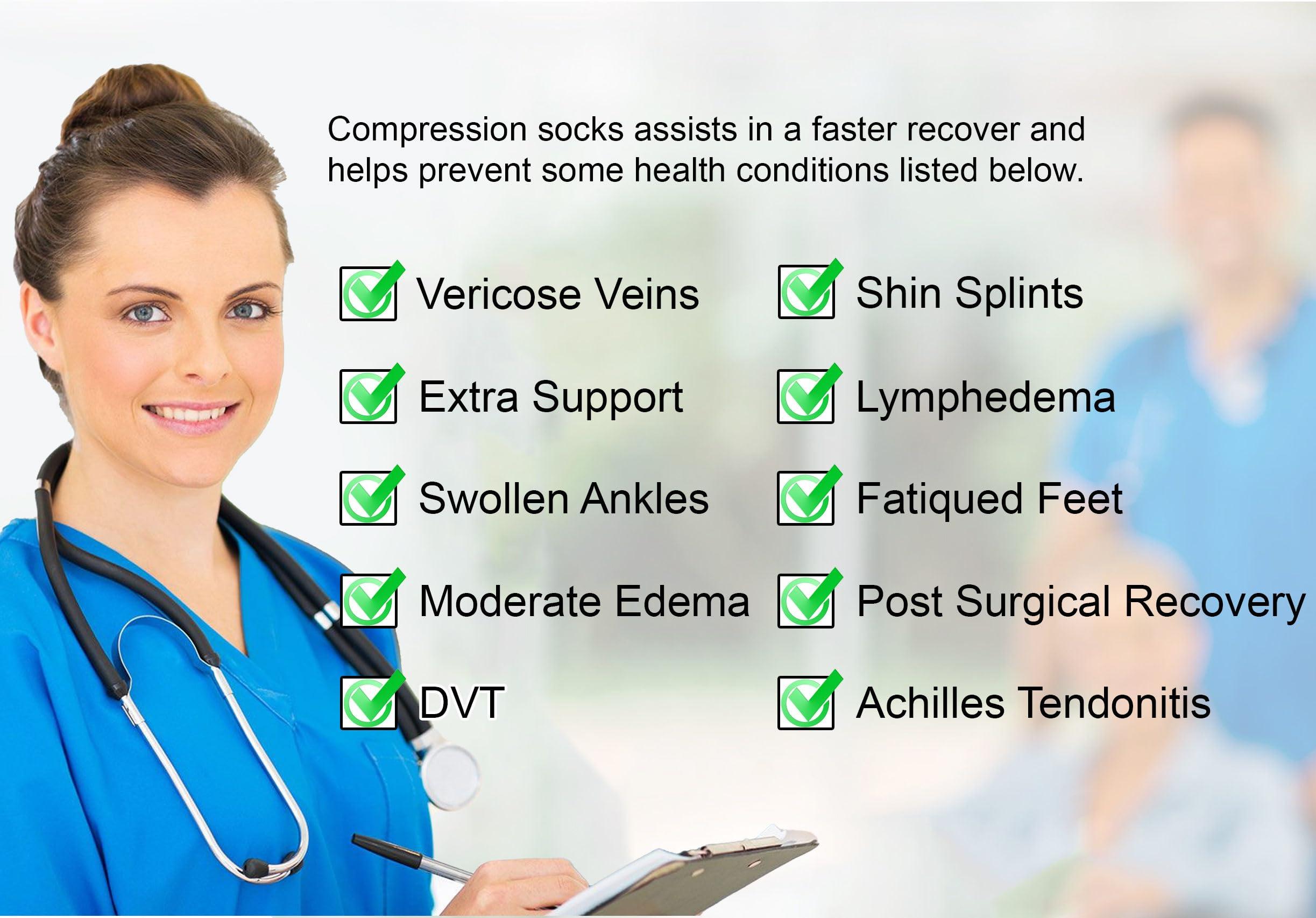 5StarDeals Zipper Compression Socks Supports Stockings Leg Open Toe 23-32mmHg Zipper (XL, Nude)