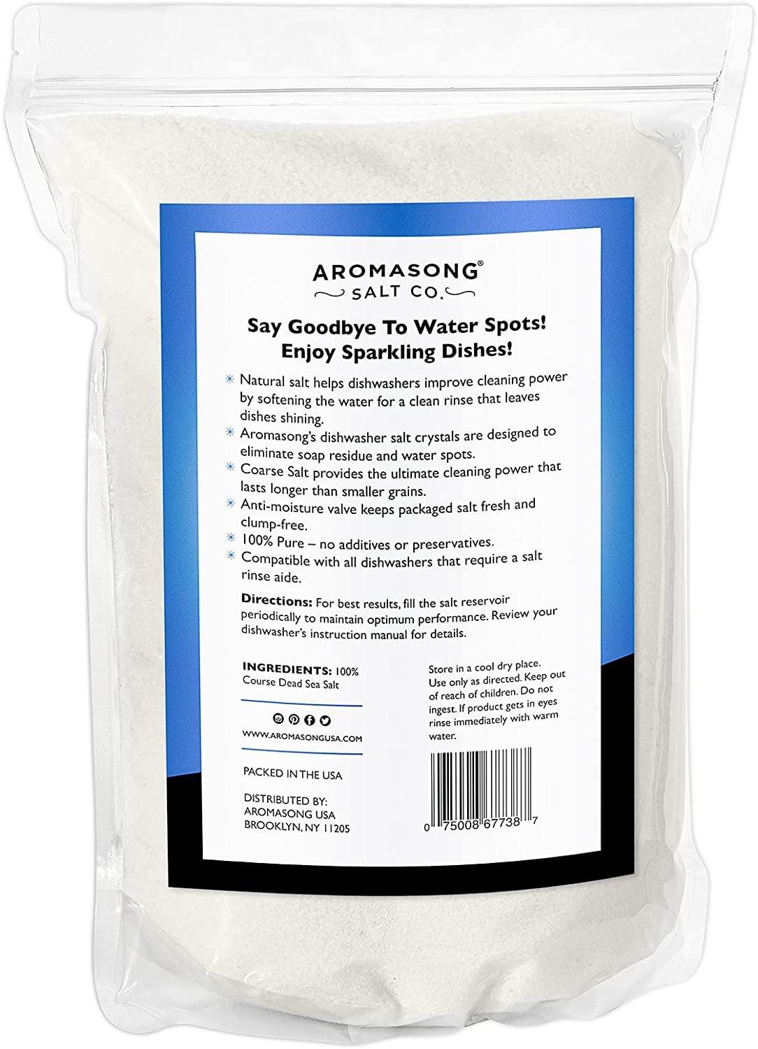 Aromasong Aromasong Dishwasher Salt 10 LB - 100% Natural Water Softening Agent for Cleaner Dishes & Washer Reactivation. Compatible with Bosch, Miele, Whirlpool, Thermador, and More (packaging may vary)