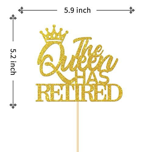 Kaakswa The Queen Has Retired Cake Topper, Retirement Farewell Party Decors, Happy Retirement for Mom Woman, The Legend Has Retired - Official Retired Theme Cake Decorations, Gold