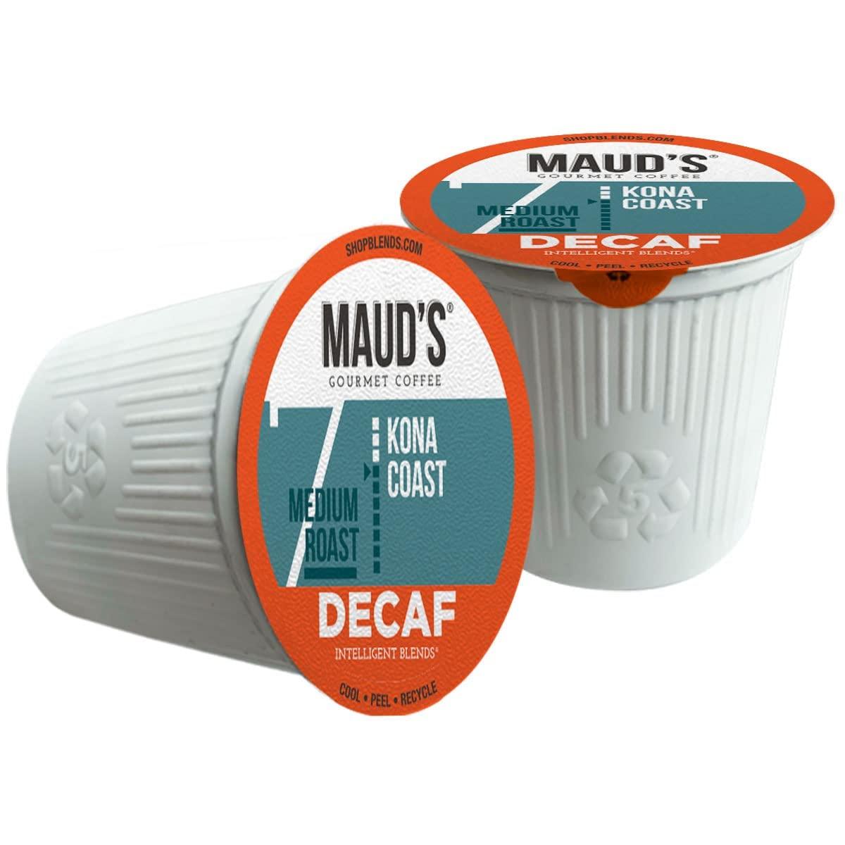 MAUD\'S Maud\'s Decaf Kona Coffee Pods, 100 ct | Decaffeinated Kona Coast Blend | 100% Arabica Medium Roast Coffee | Solar Energy Produced Recyclable Pods Compatible with Keurig K Cups Maker