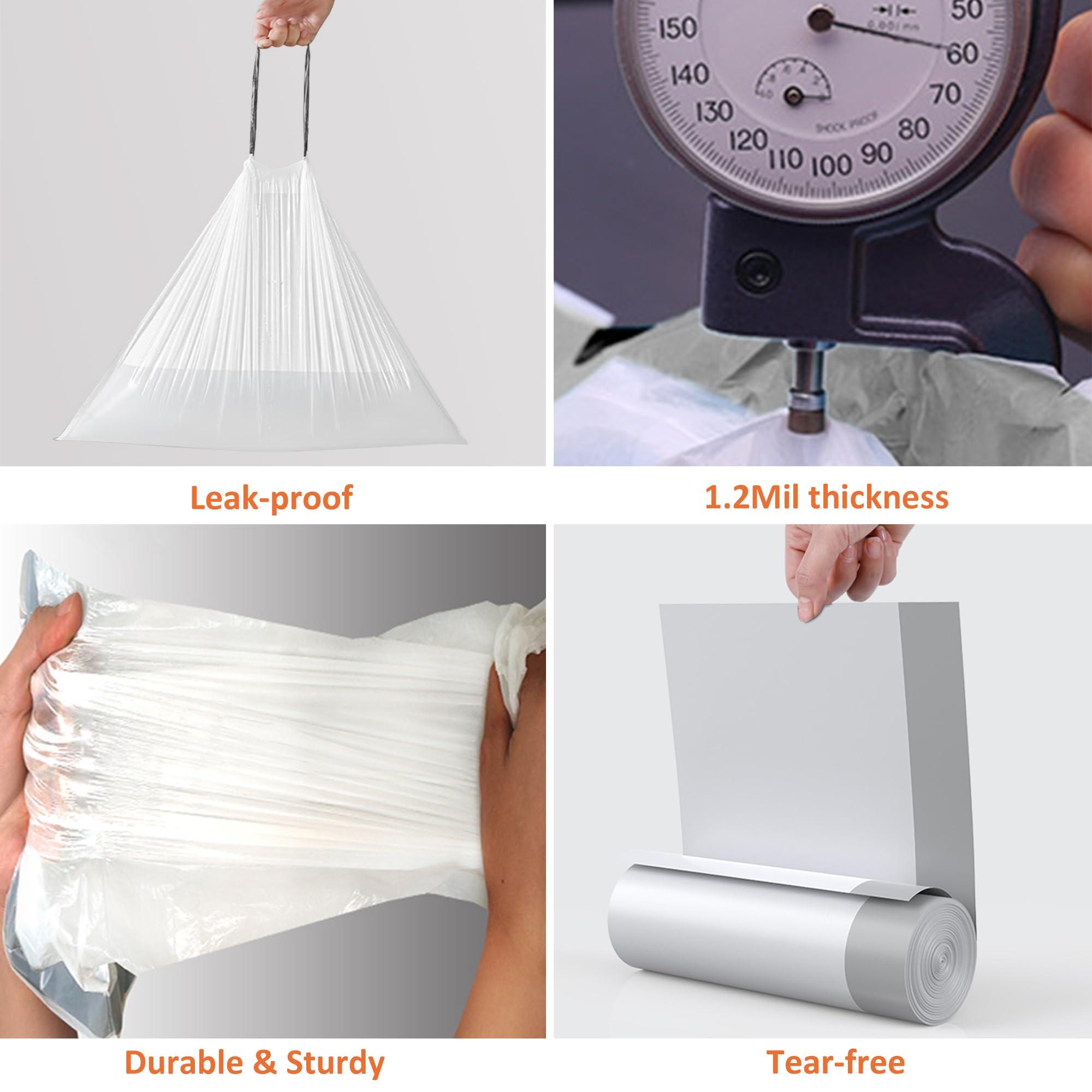 Joylake 5 Gallon Heavy Duty Trash Bags 1.2 Mil THICK Reinforced Drawstring | Pre-Separated Liners for Kitchen, Bedroom, Bathroom Office for 5 Gallon Bucket & Mesh Trash Can | Tear & Leak Resistant 100 Count