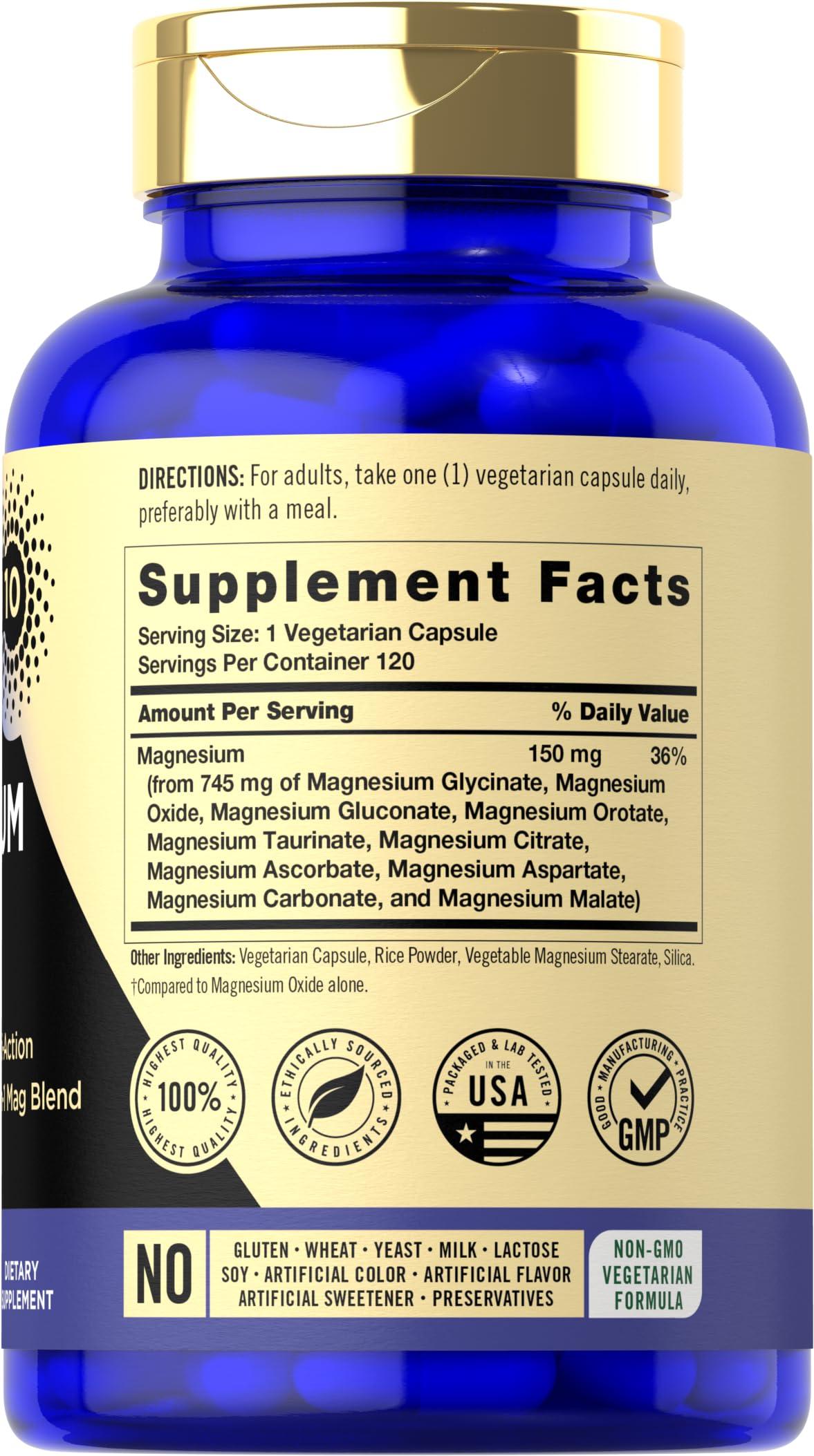 Magfusion-10 Magfusion-10 Magnesium Complex Supplement 745mg | 120 Capsules | 10 in 1 Blend | Vegetarian, Non-GMO, Gluten Free