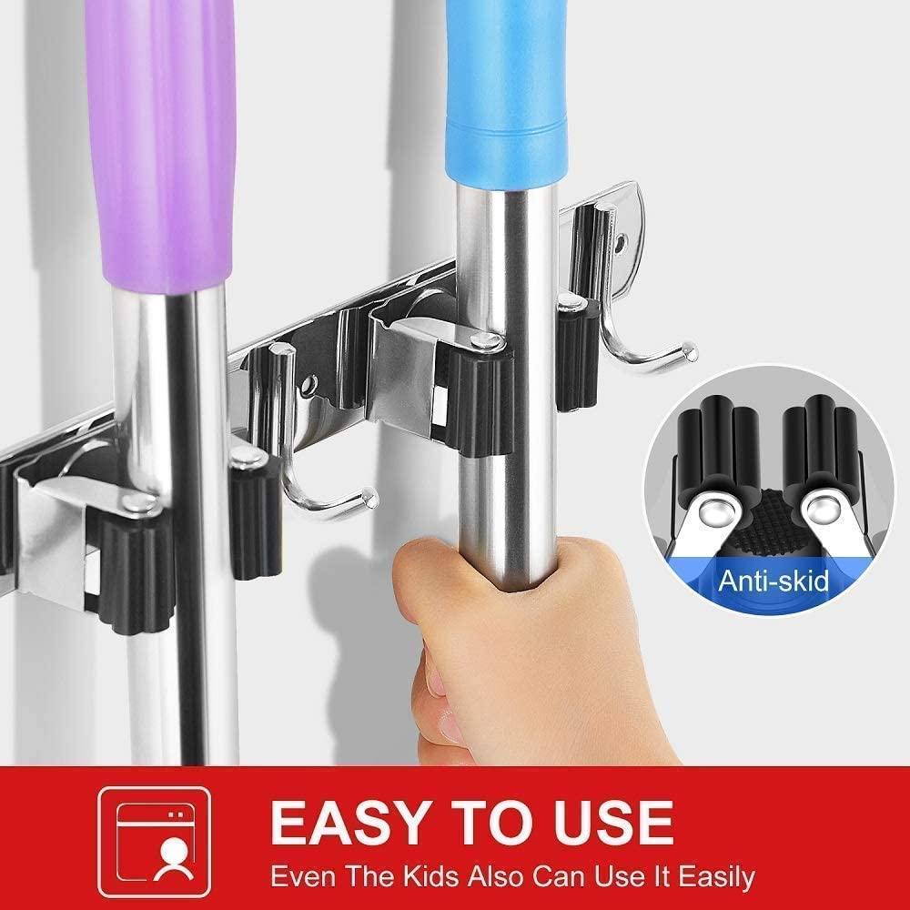 IMILLET IMILLET Mop and Broom Holder, Wall Mounted Organizer Mop and Broom Storage Tool Rack