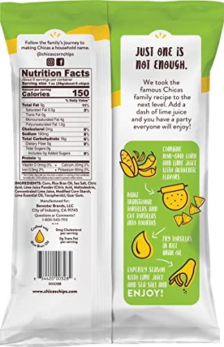 Chicas Chicas Tortilla Chips, White Corn Tortilla Chips Lime, Gluten Free, Vegan, Non-GMO, For Dips, Spreads & More, 7.5 Ounce Bag (Pack of 6)
