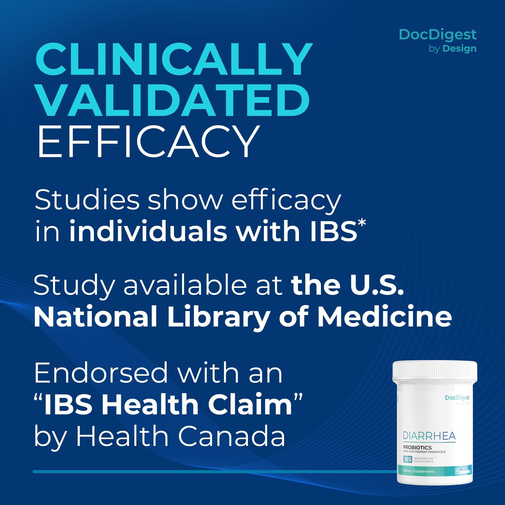 DocDigest by Design IBS Anti Diarrhea Probiotic for Diarrhea Relief and IBS-D - Clinically Studied Antidiarrheal Pills for Long-Term Comfort - Diarrhea Medication for Adults - Specialized IBS Supplement and Medicine