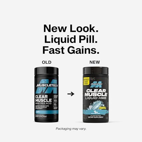 MuscleTech Muscletech HMB Supplements 1000mg, Clear Muscle (84 Liquid Softgels) - Highest Grade HMB for Lean Muscle & Recovery - HMB Free Acid Muscle Supplement - Help Decrease Muscle Breakdown