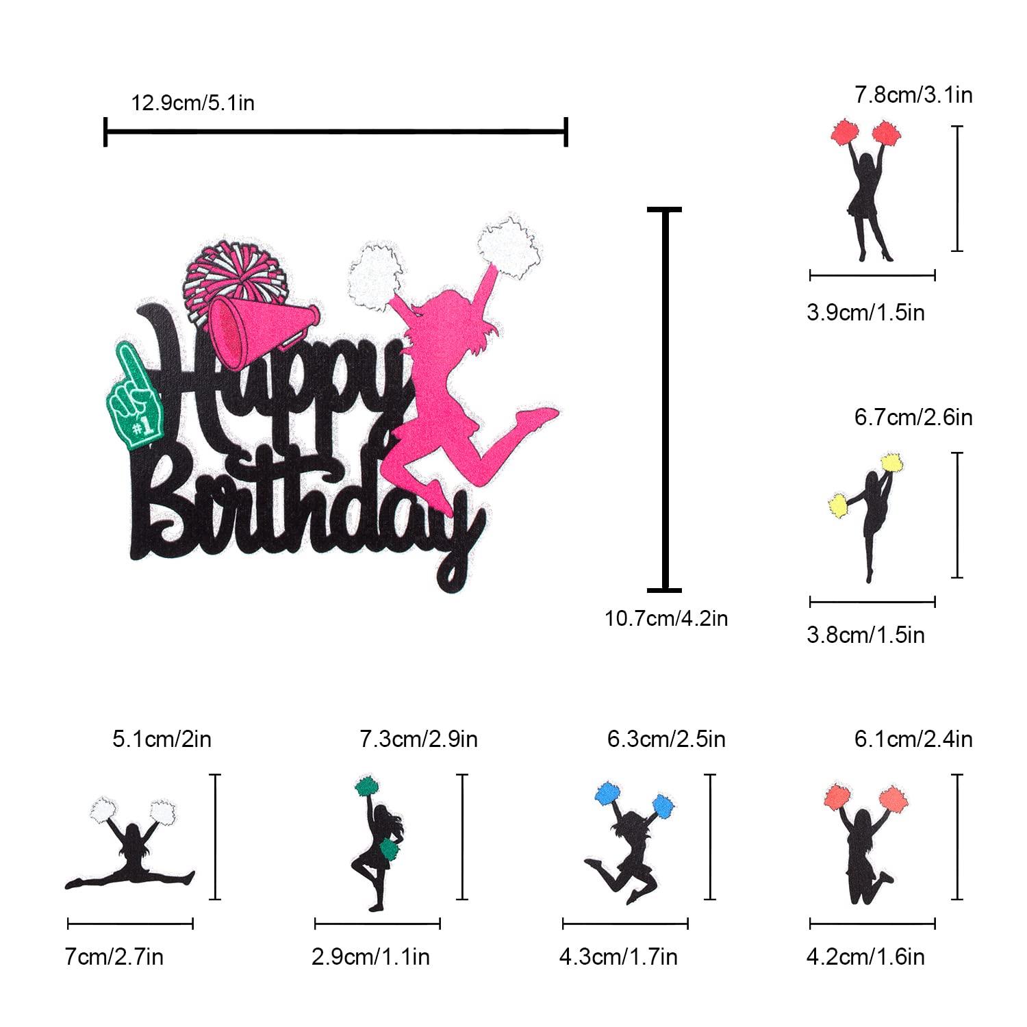 LHCING 7 pcs Cheerleader Happy Birthday Cake Topper - Cheerleading Game Girl\'s Cheer Dance Party Decorations - Gymnastics Birthday Party Supplies